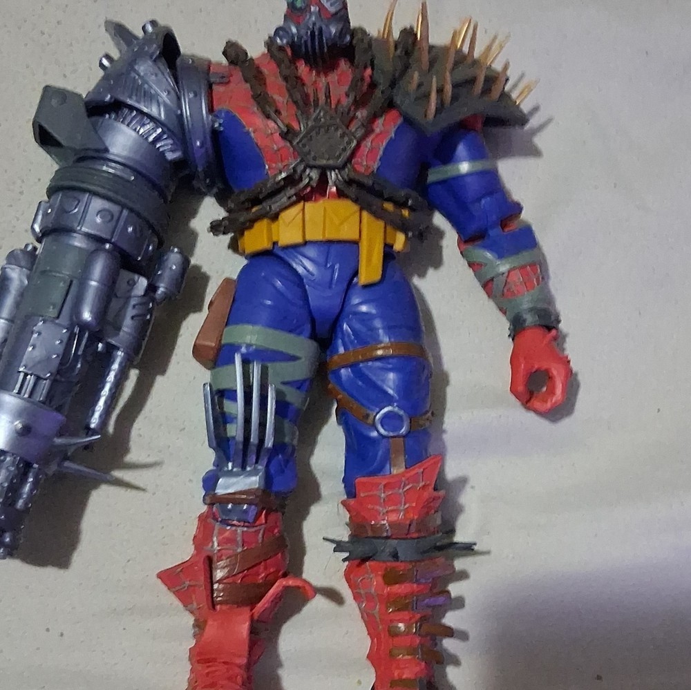 Blue Red Gray Yellow Action Figure w/ Large Gray Cannon Mechanical Arm Plastic