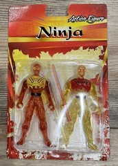 GREENBRIER ORANGE & YELLOW TRANSLUCENT NINJA ACTION FIGURES W/SWORDS – SEALED!!!