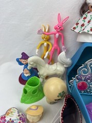 Huge Lot Of Vintage Girls Toys + Blue Plastic Case 48 Pieces Total Disney Mattel