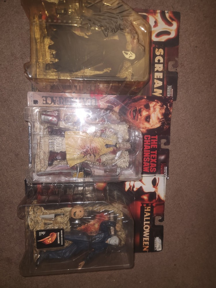 Movie Maniacs Nib Ghostface Leatherface Michael Myers Sold Out Rare Bundle