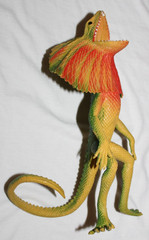 Vintage 1984 Imperial Dragon Frilled Lizard Figure Green Yellow Red Plastic 8”