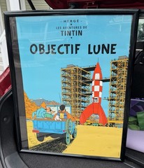 Objectif Lune Poster 20 X 28” Les Aventures de Tintin Framed