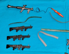 vintage RAMBO WEAPONS PARTS LOT #40 guns sword ammo belt holsters FREE SHIP