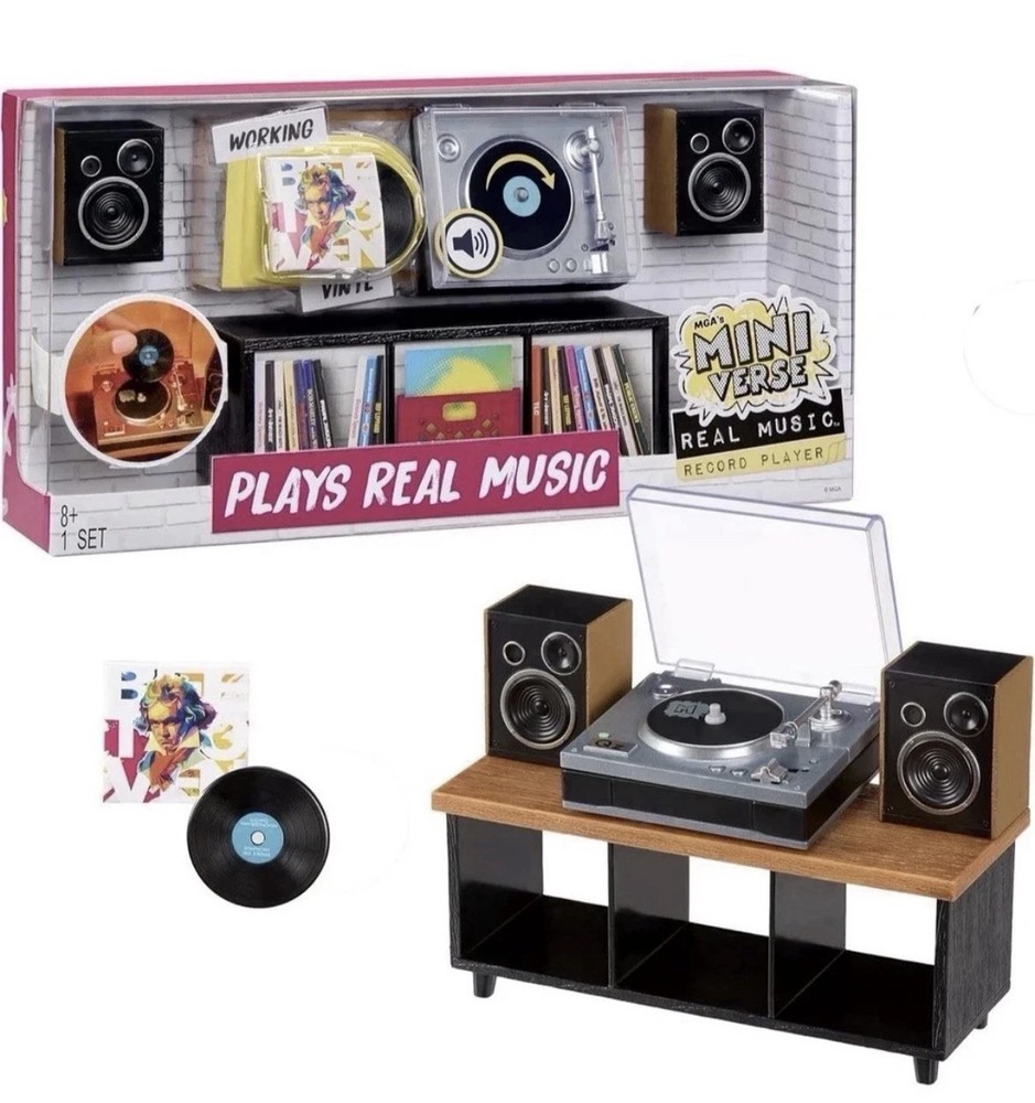 MGA’s Miniverse Real Music Record Player Mini Collectibles Mini Playable Record