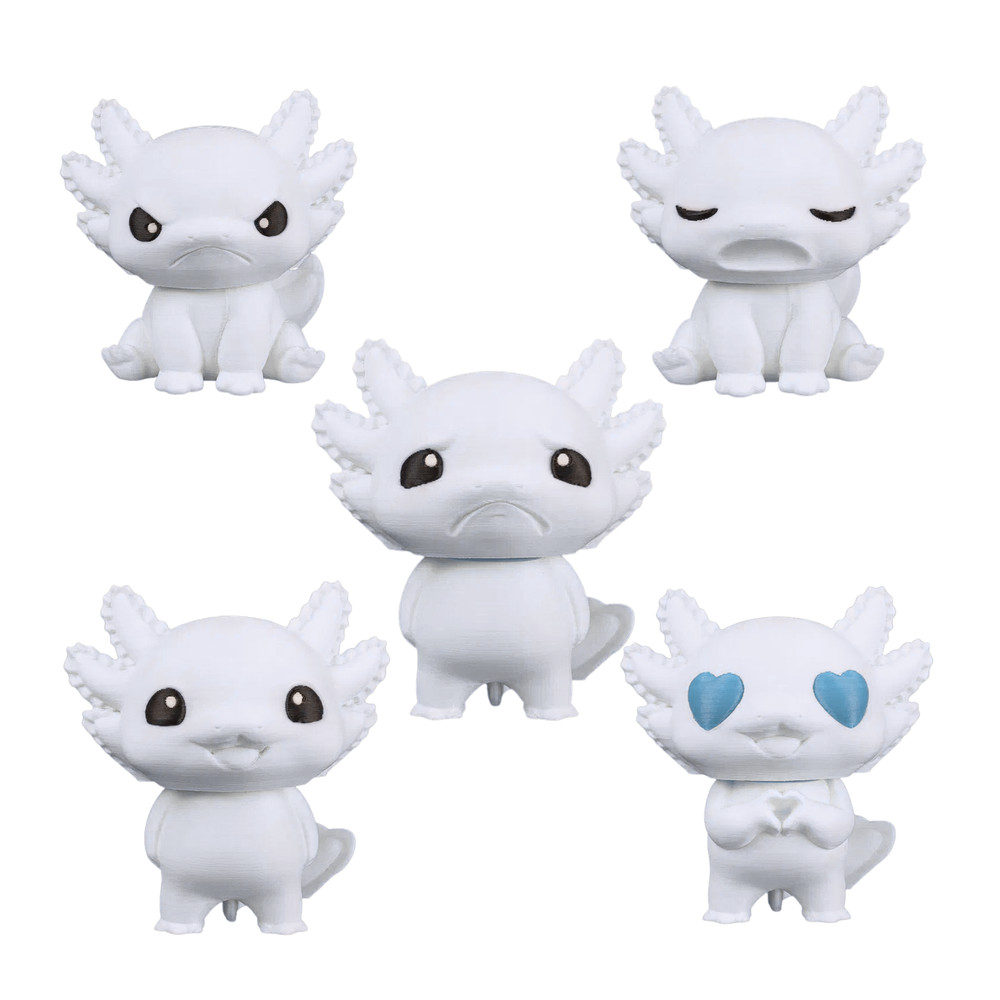 BuildInk™ DIY Axolotl Figure Kit – Interchangeable Heads & Bodies – 3D Printed