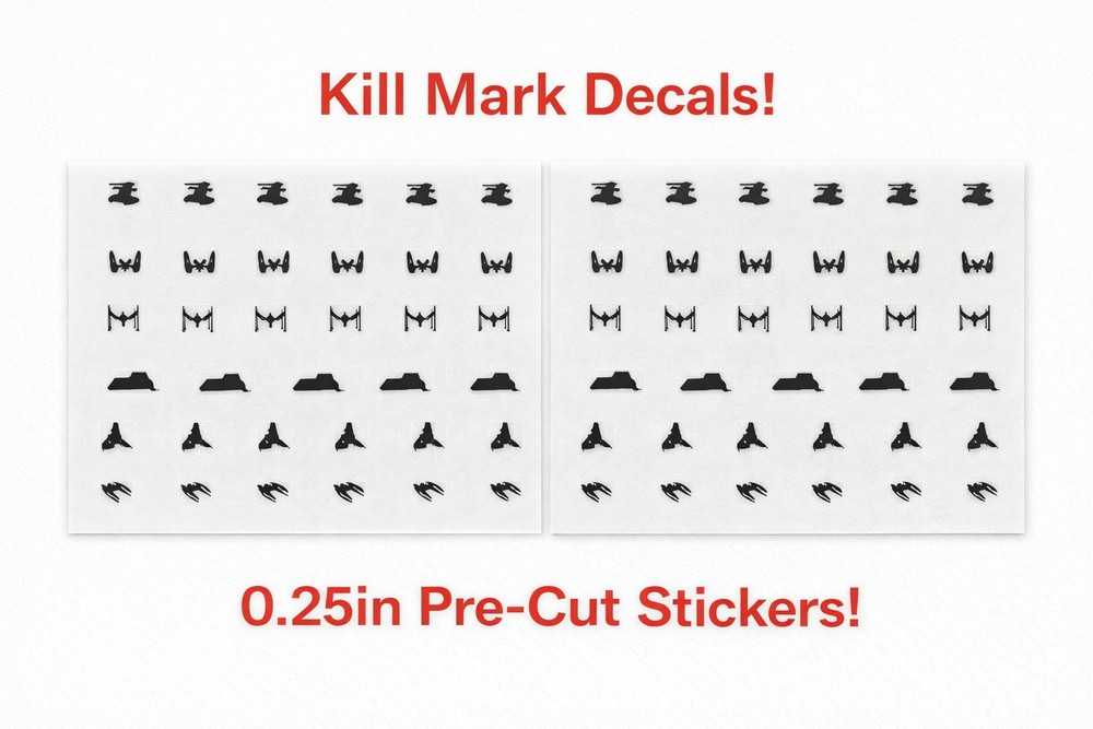 Star Wars Republic Kill Mark Decals .25in Clear Pre-Cut Stickers Hasbro 3.75