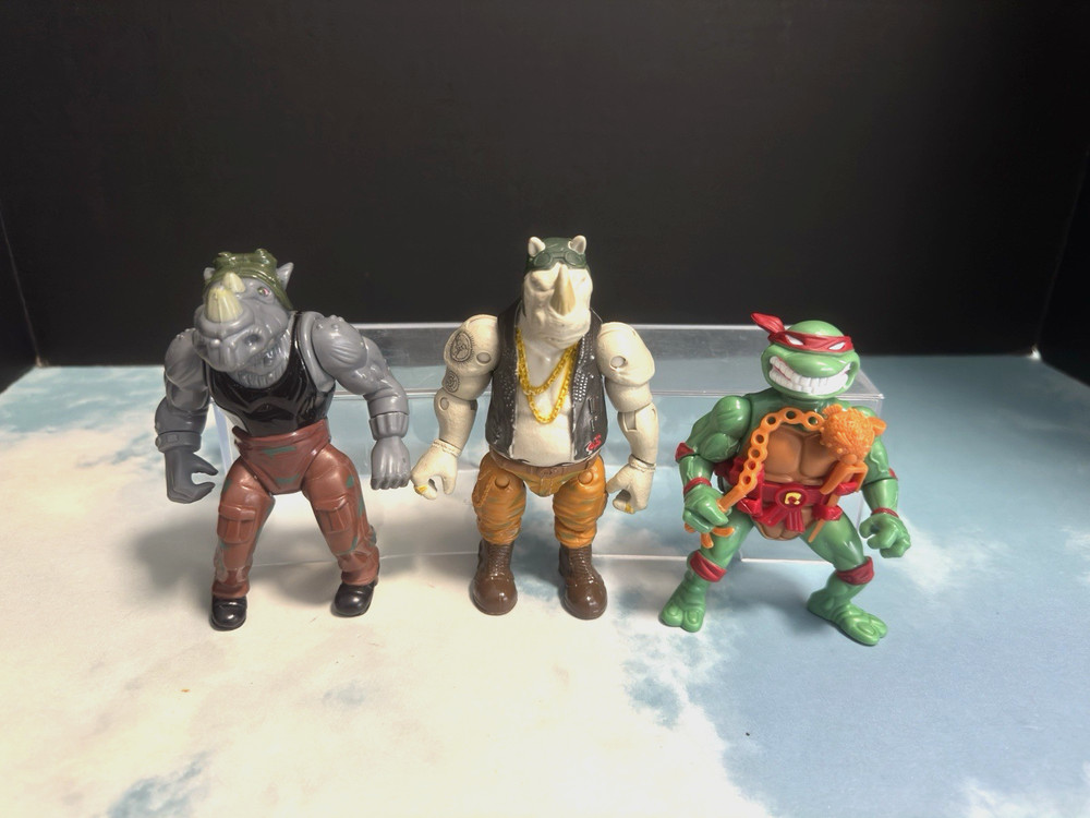 Teenage mutant Ninja turtles Playmates Action Figure lot of 3 Rocksteady Raphael