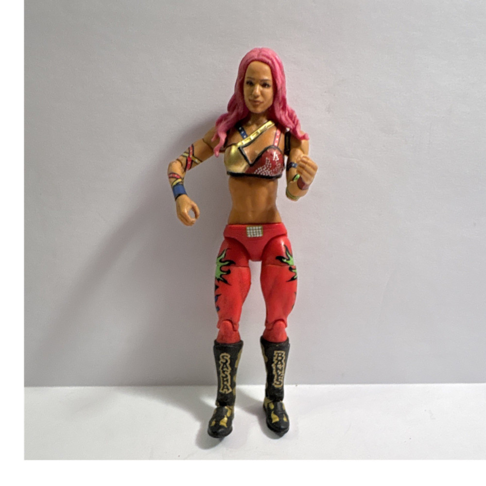 Sasha WWE Red Gold Black Plastic Wrestling Action Figure Sports Collectible 2017