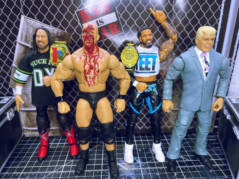 Custom Mattel WWE Elite Fixup Lot I Jey Uso, Cody Rhodes, X-Pac and Stone Cold