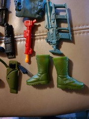 Vintage GI JOE Accessories Lot Boots, Jungle, Goggle, Knives, Guns, Etc