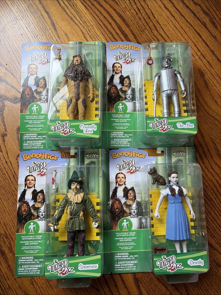 ACTION FIGURE SET COMPLETE 4 PC SET THE WIZARD OF OZ BENDYFIGS NIB