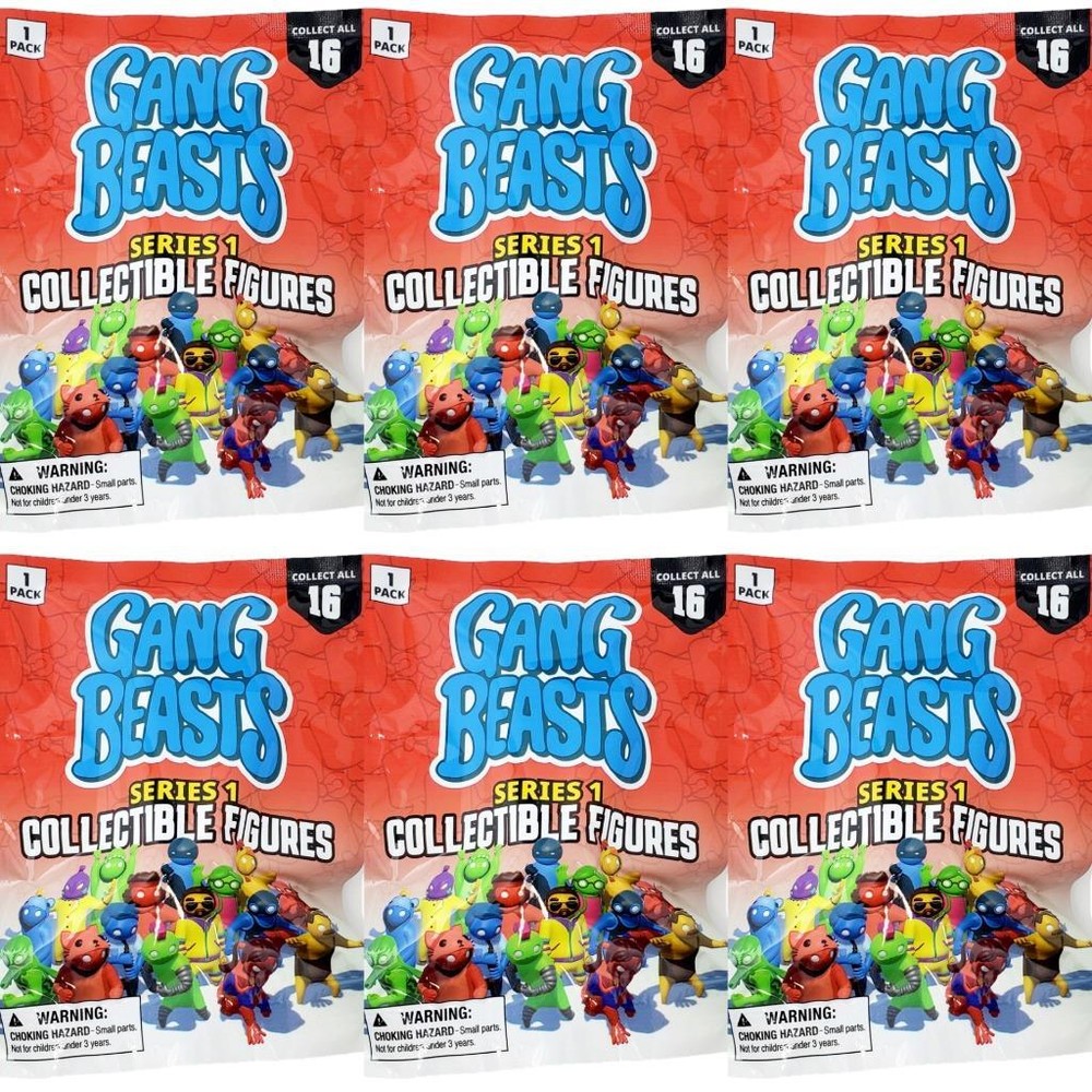 Gang Beasts Collectible Figures – Series 1 : Lot of 6 Sealed Blind Bags