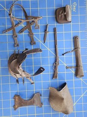 Original Vintage Marx Johnny West Brown Saddle Rifle Knife Blanket Accessory Lot