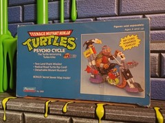 1990 Playmates TMNT Psycho Cycle Complete Open W/ Everything Including Sewer Map
