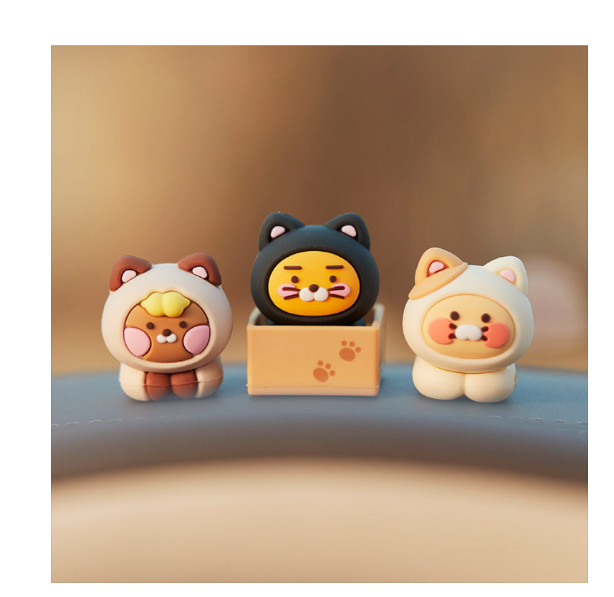 Kakao Friends Choonsik Cat Kitty Car Dashboard Mini Figure Set Official New Free