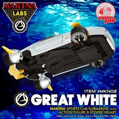 M.A.S.K. Ramen Toy Makina Labs GREAT WHITE w/ Portia White Porsche 928 Submarine