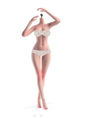 Makeup 1/6 Flexible Pale Skin Large Breast Female Figure Body Female Model Toy