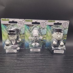 Lot Of 3 Halloween Peanuts B & W Mini Figures Snoopy Lucy Charlie Brown New