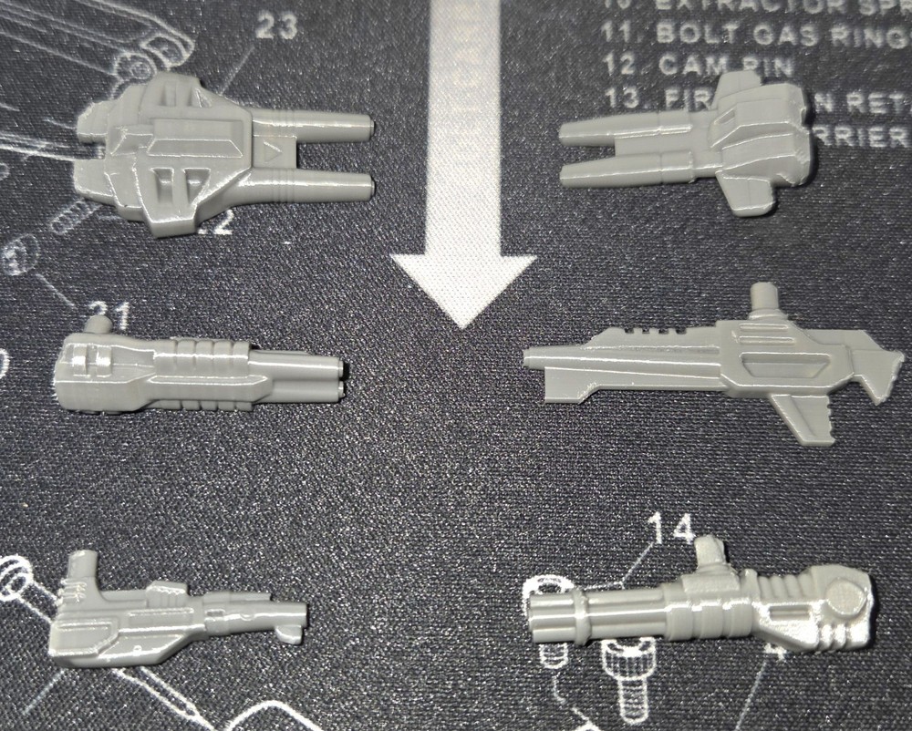Transformers G1 Monstuctor Gray 3D Printed Replacement Weapons All x6 Small Guns