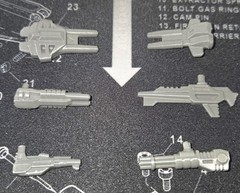 Transformers G1 Monstuctor Gray 3D Printed Replacement Weapons All x6 Small Guns