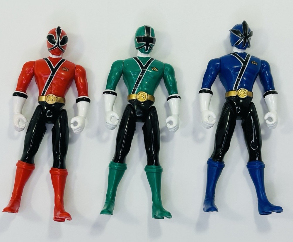 Power Rangers Samurai Blue Red & Green Rangers Action Figures 2011