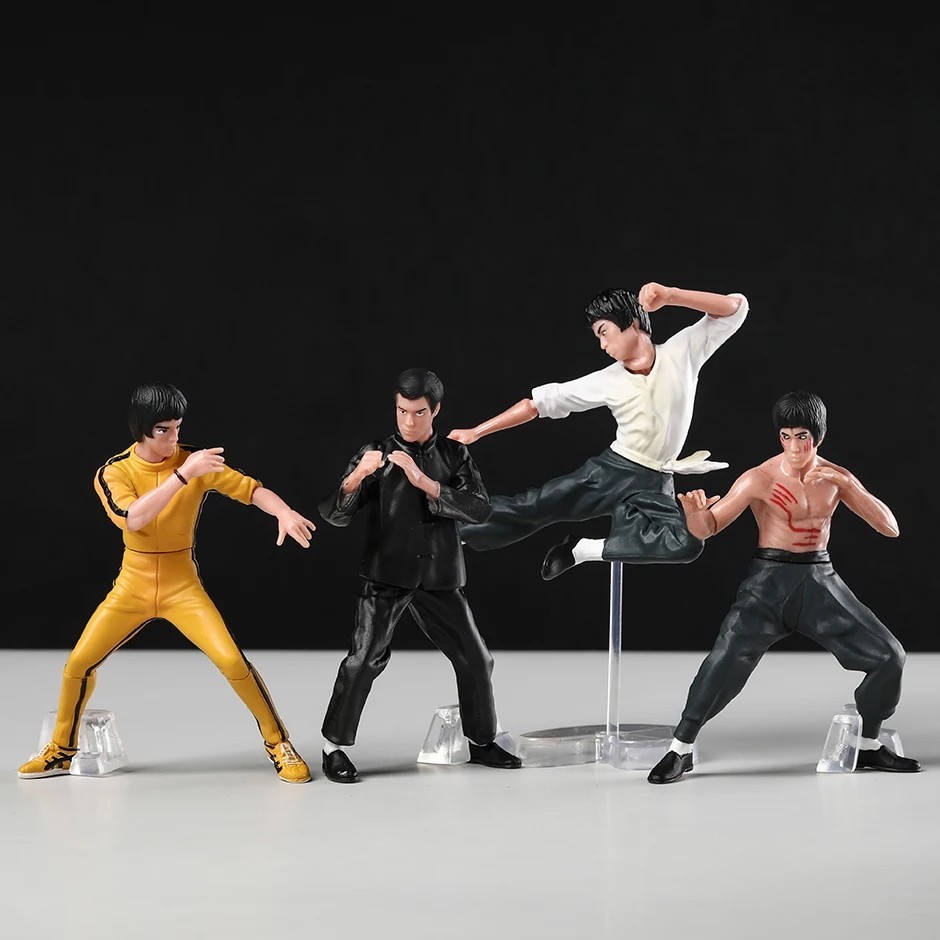 4pcs/set 10cm Bruce Lee Action Figure Kung Fu Collection Model Toy Gift Boxed