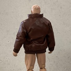 SU-ZPJK-TN: 1/12 Dark Brown Zipper Faux Leather Jacket for 6″ muscular body