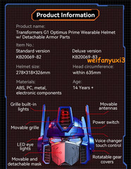 Killerbody 1/1 Transformer G1 Optimus Cosplay Wearable Helmet Mask Voice Control