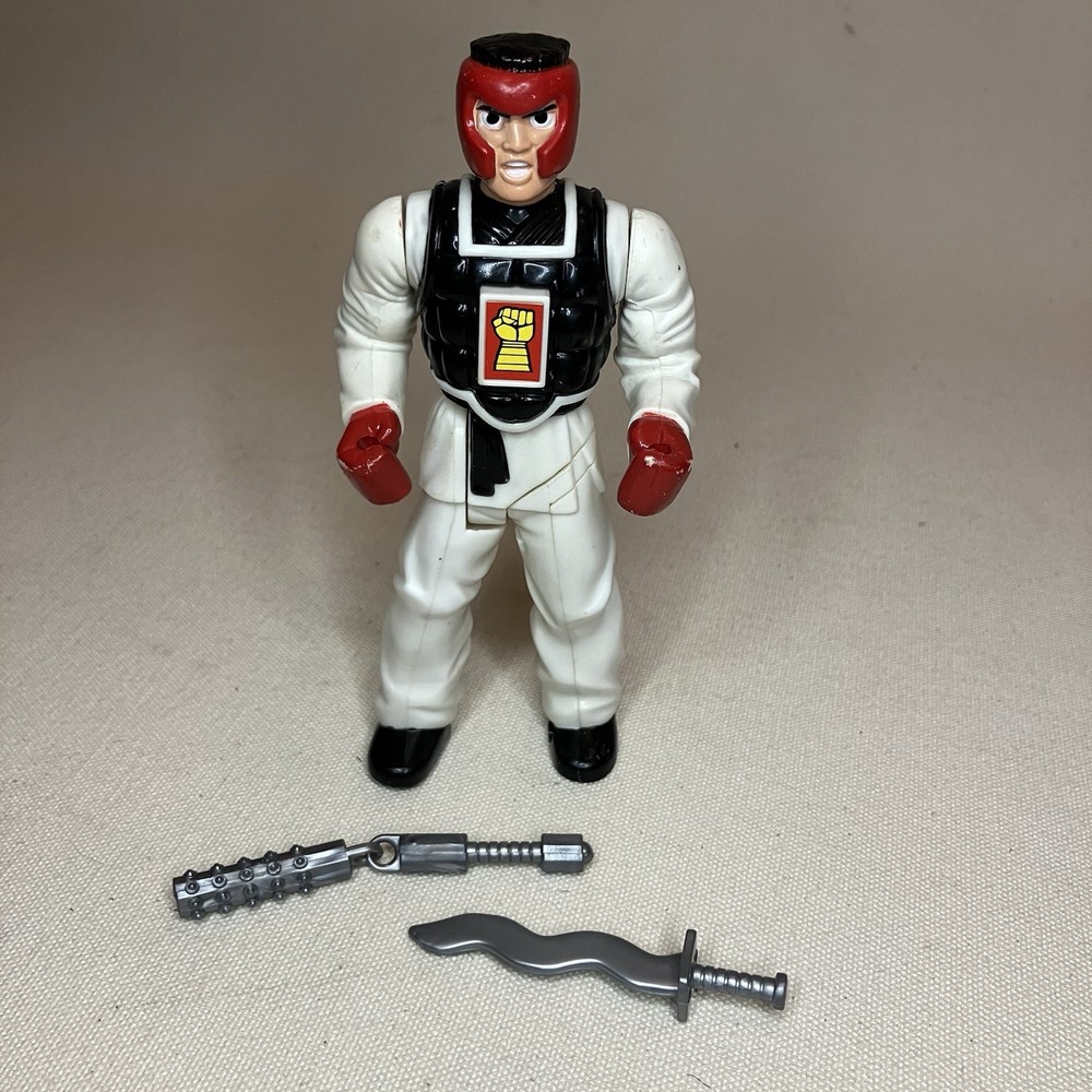 Vintage Milton Bradley 1994 Karate Fighters Kick Star Figure & 2 Weapons
