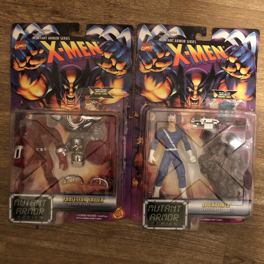 (2) Marvel Comics X-MEN Mutant Armor Series: PROFESSOR XAVIER/Quicksilver W Card