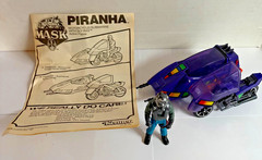 Vtg M.A.S.K. PIRANHA vehicle & SLY RAX figure 100% COMPLETE 1985 Kenner MASK