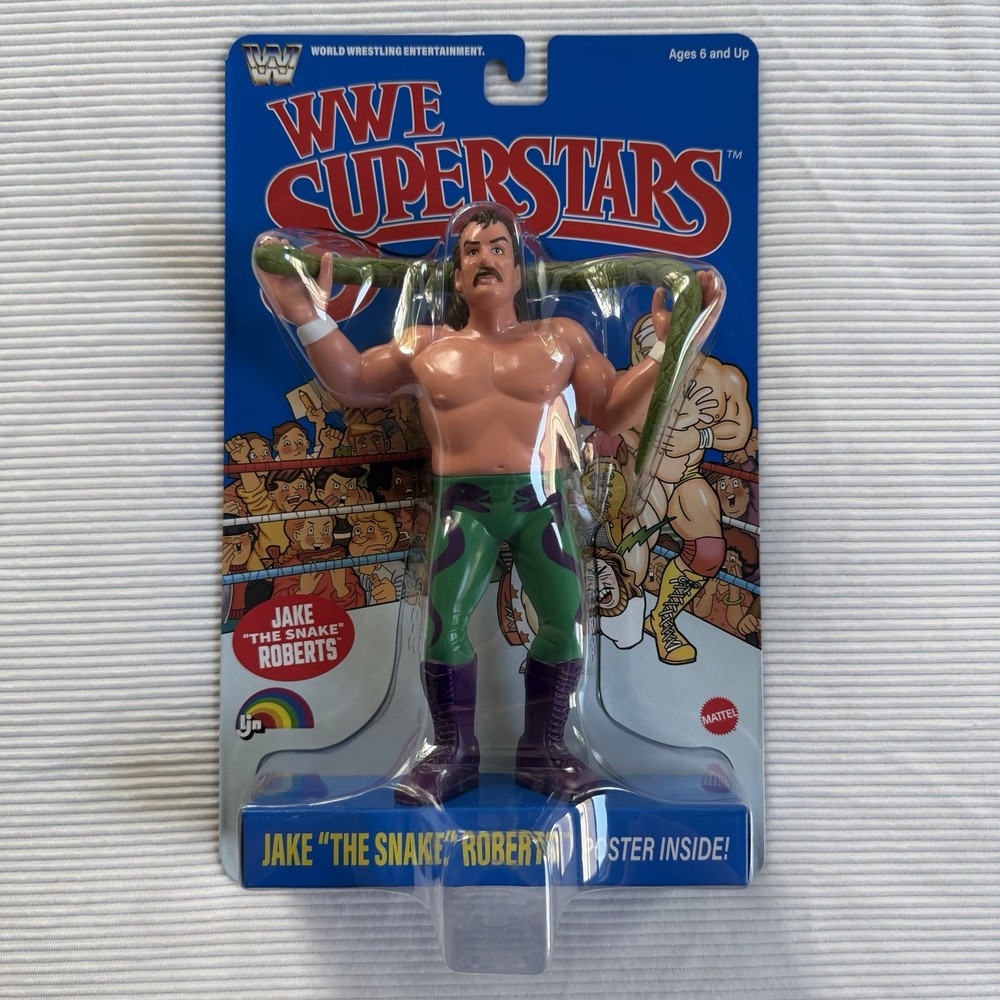 2026 WWE Mattel Superstar LJN Jake The Snake Robert’s Retro Blue Card Figure