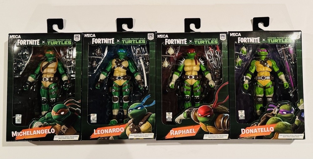 NECA TMNT FORTNITE COMPLETE SET of 4 Raphael, Michelangelo, Leonardo, Donatello