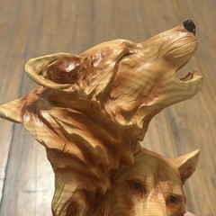 Nemesis Now Natural Song Howling Wolves Wood Effect Bust, Polyresin, One Size