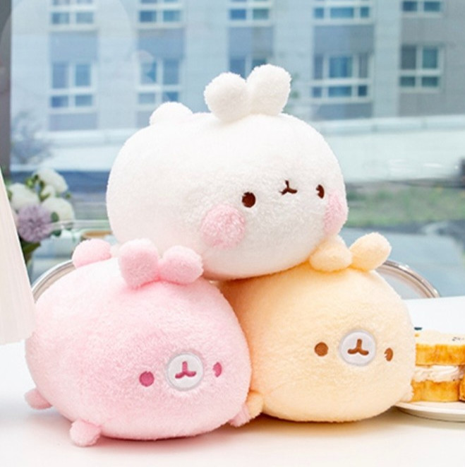 9.84″ Molang Lying Heart Rice Cake Soft fluffy Plush Korean Official 25cm Kawaii