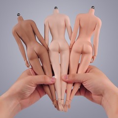 USA 1:6 Female Normal Skin Large Bust Breast 12in Flexible Seamless Figure Body