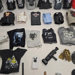 Huge WWE Wrestling Figure Accessory Lot ~90 Pcs Belts Shirts Boots Masks Mattel