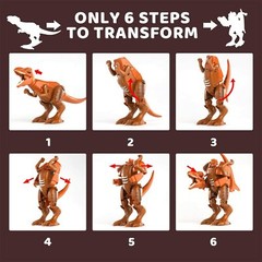 4pc 2 in 1 Dinosaur Robot Transforming Toy Dino Tansformer Robot w Movable Limbs