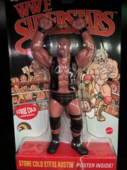 WWE LJN lot of two Stone Cold Black Card and The Rock Blue Card 8” Figures