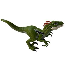 Mattel Jurassic World Velociraptor Green Dinosaur Action Figure Red Crest 8in