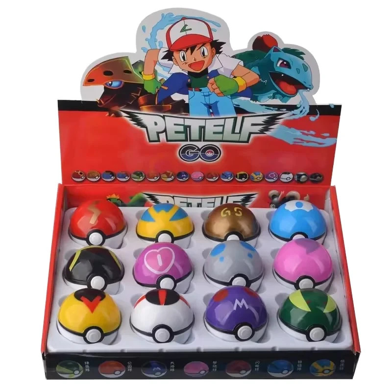 12PCS Pocket Monster Mini Figures Set with Poke Balls Anime Collectible Toys