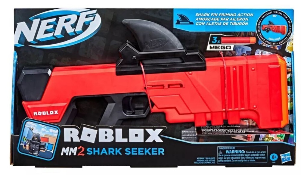Nerf Roblox MM2 Shark Seeker Dart Blaster w/ Exclusive Virtual Code New