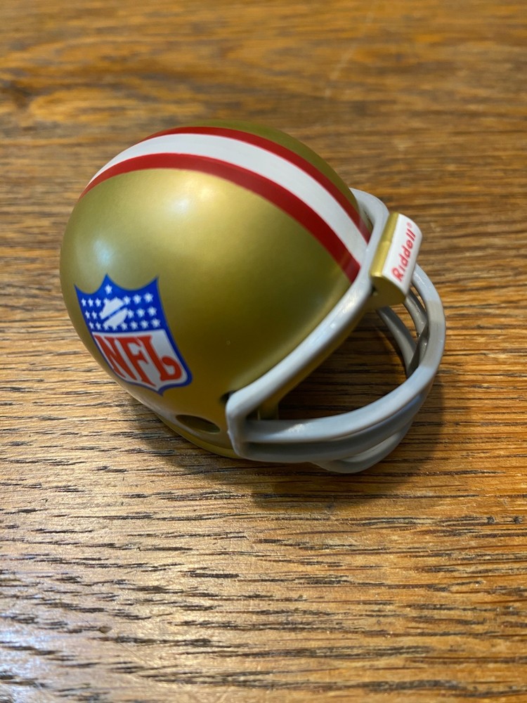 Riddell pocket pro football helmet gold NFL Logo red stripe