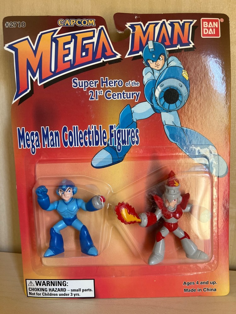 Vintage 1995 Mega Man Fireman Bandai Collectible Figure 5 LOT Capcom NES Card