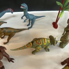 Lot of 9 DINOSAUR TOY FIGURES Assorted Variety Plastic With Bag