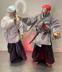 1:6 Custom ThreeA SAMURAI Ronin Shogun 2 Figure Lot, Stands Ashley Wood 3a Parts