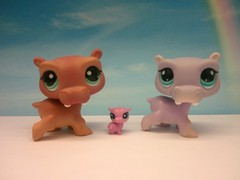 LITTLEST PET SHOP #986 1415 MOM DAD HIPPO & RARE TEENSIE BABY HIPPO FAMILY LOT