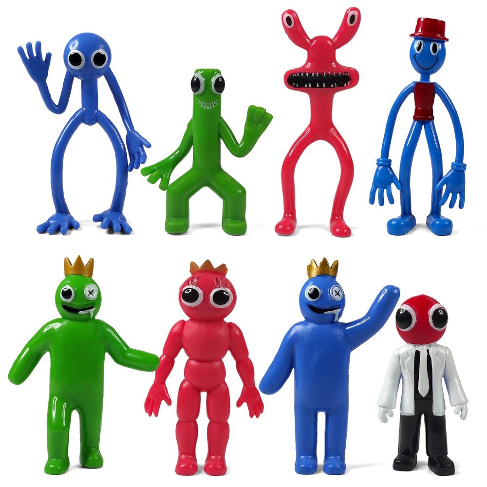 8Pcs Rainbow Friends Action Mini Figures Toy Game Character Doll Blue Monster