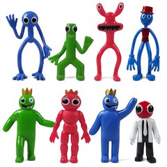 8Pcs Rainbow Friends Action Mini Figures Toy Game Character Doll Blue Monster