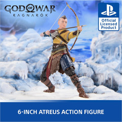 PlayStation God of War Ragnarok, 6” Atreus Action Figure with 4 Accessories